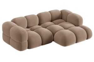 Cosmopolitan Design Tmavě b&eacute;žov&aacute; sametov&aacute; rohov&aacute; pohovka Loretto 250 cm