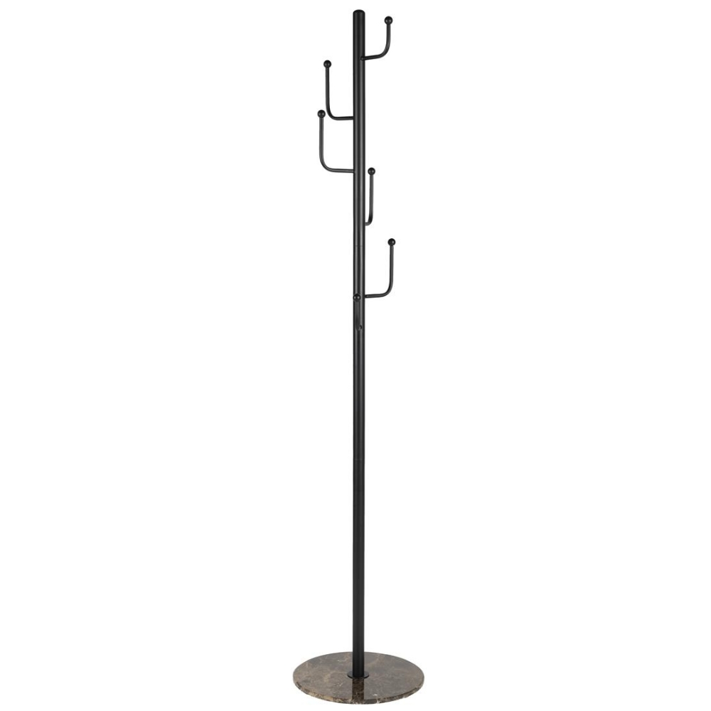 Housecraft Living Černý kovový stojací věšák Baz 178 cm s mramorovou podstavou
