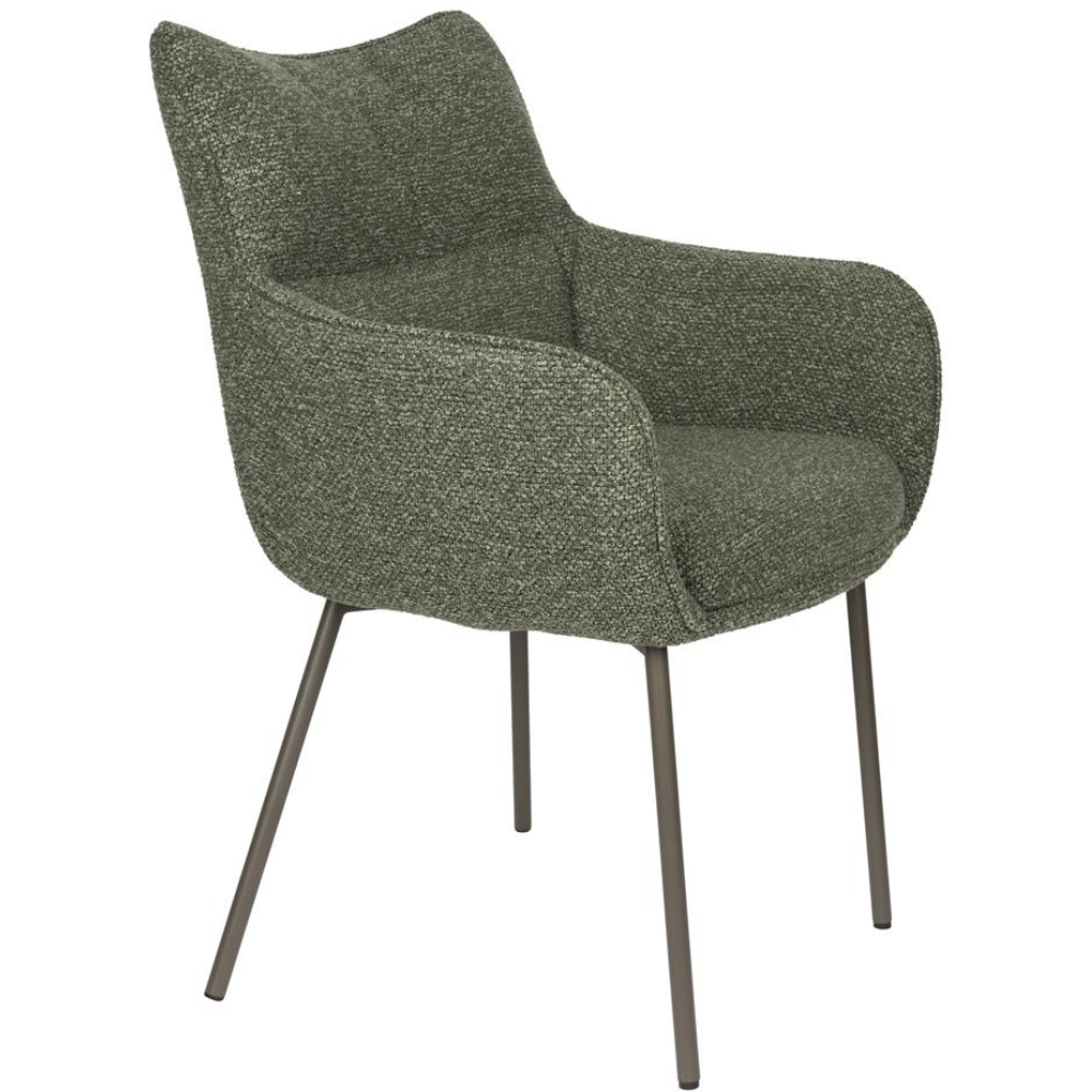 Housecraft Living Zelená čalouněná jídelní židlen Jacques s područkami
