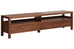 Kave Home Hněd&yacute; dřevěn&yacute; TV stolek Norani 200 x 40 cm