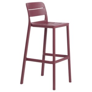 Nardi Tmavě červen&aacute; plastov&aacute; barov&aacute; židle Cassia 76 cm