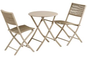 Nordic Living B&eacute;žov&yacute; skl&aacute;dac&iacute; zahradn&iacute; set stolu a dvou židl&iacute; Acro