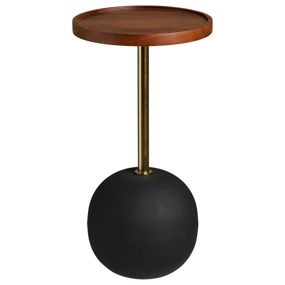 Nordic Living Hnědý dřevěný odkládací stolek Rone 30 cm
