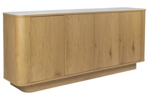 White Label Dubov&aacute; komoda ALMIRA HIGH 180 x 40 cm s mramorov&yacute;m dekorem