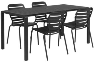 Zuiver Čern&yacute; zahradn&iacute; set čtyř židl&iacute; a stolu VONDEL